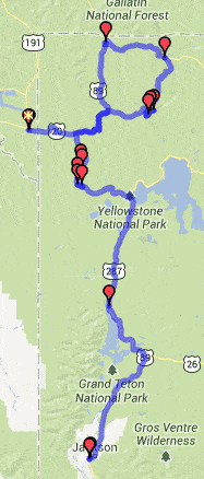 Itinerář Yellowstone