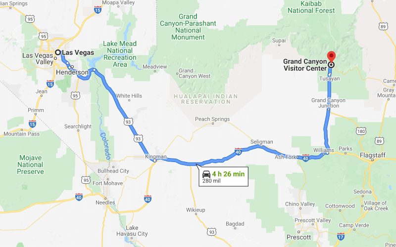 Trasa z Las Vegas do Grand Canyonu